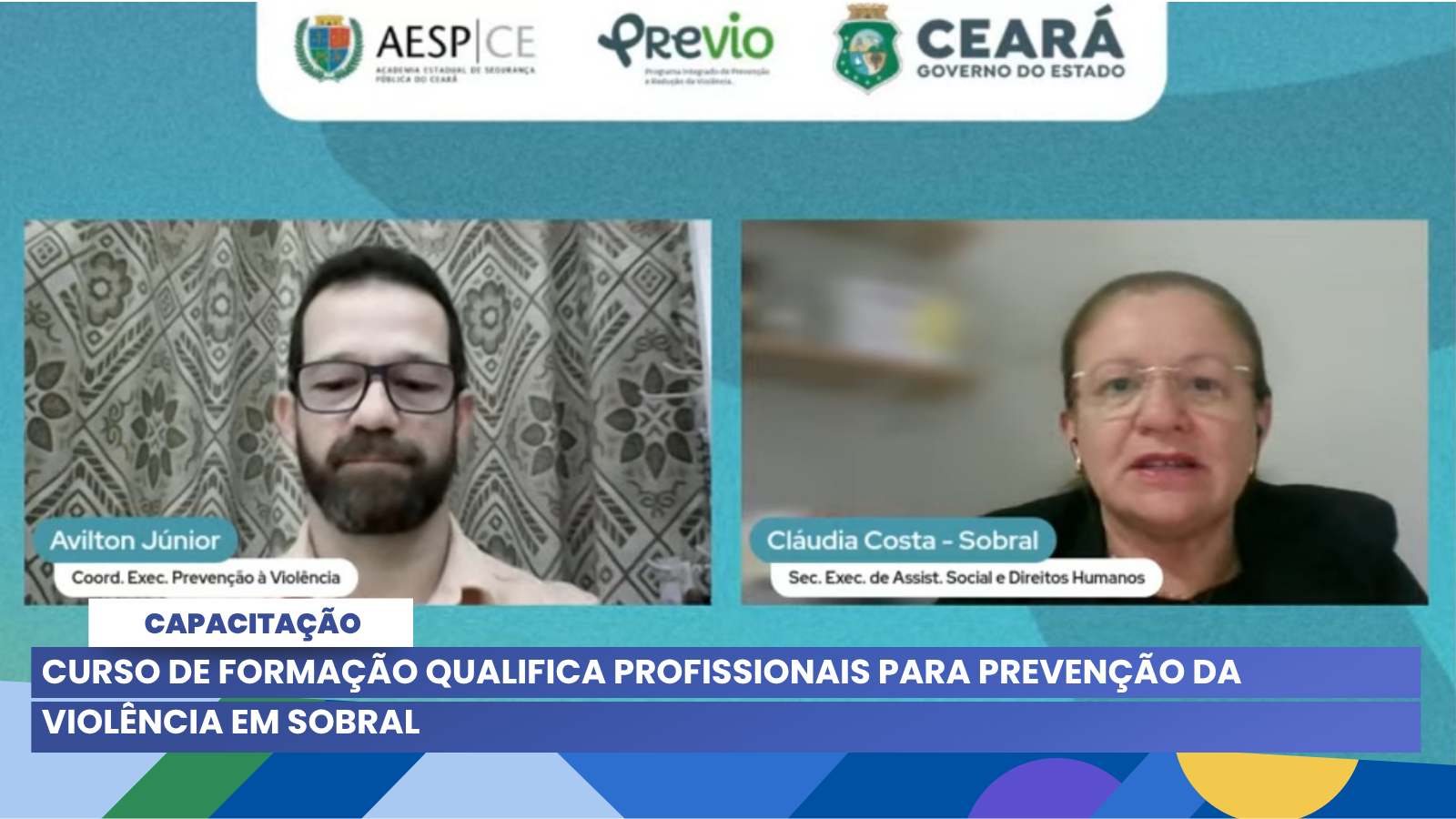 Curso de formação capacita profissionais para prevenção da violência em Sobral