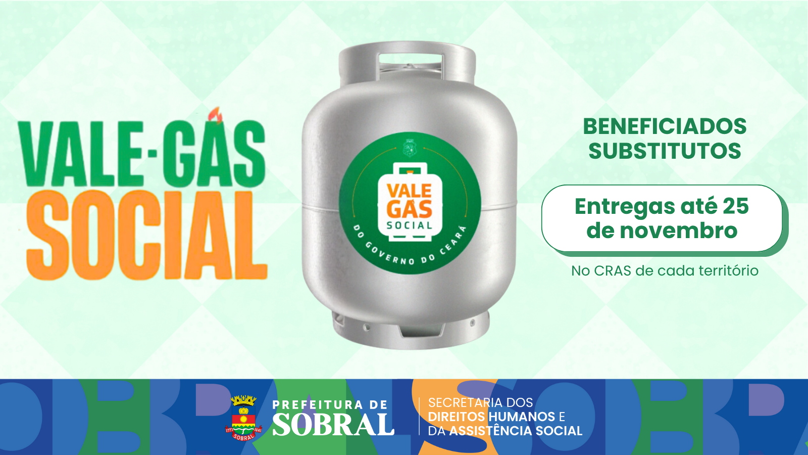 Sobral convoca 109 beneficiários substitutos para receber o Vale Gás Social