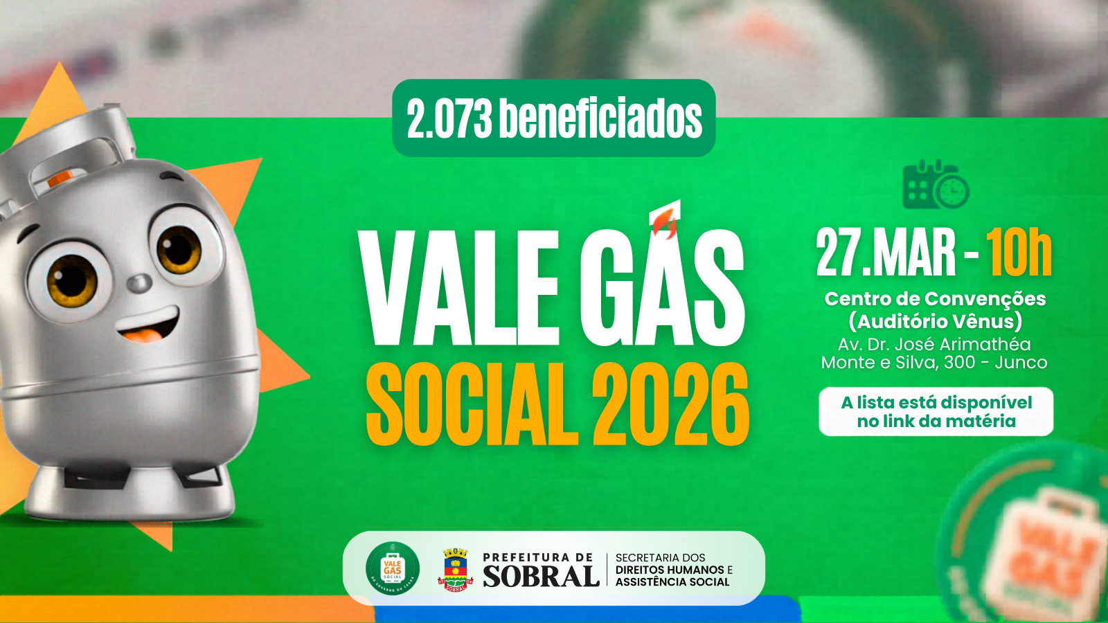 Sobral realiza entrega do Vale Gás Social para mais de 2 mil famílias